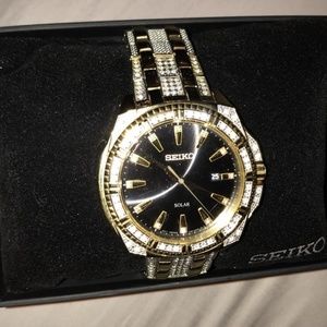 Seiko Dress Mens Two Tone Bracelet Watch-Sne458, O